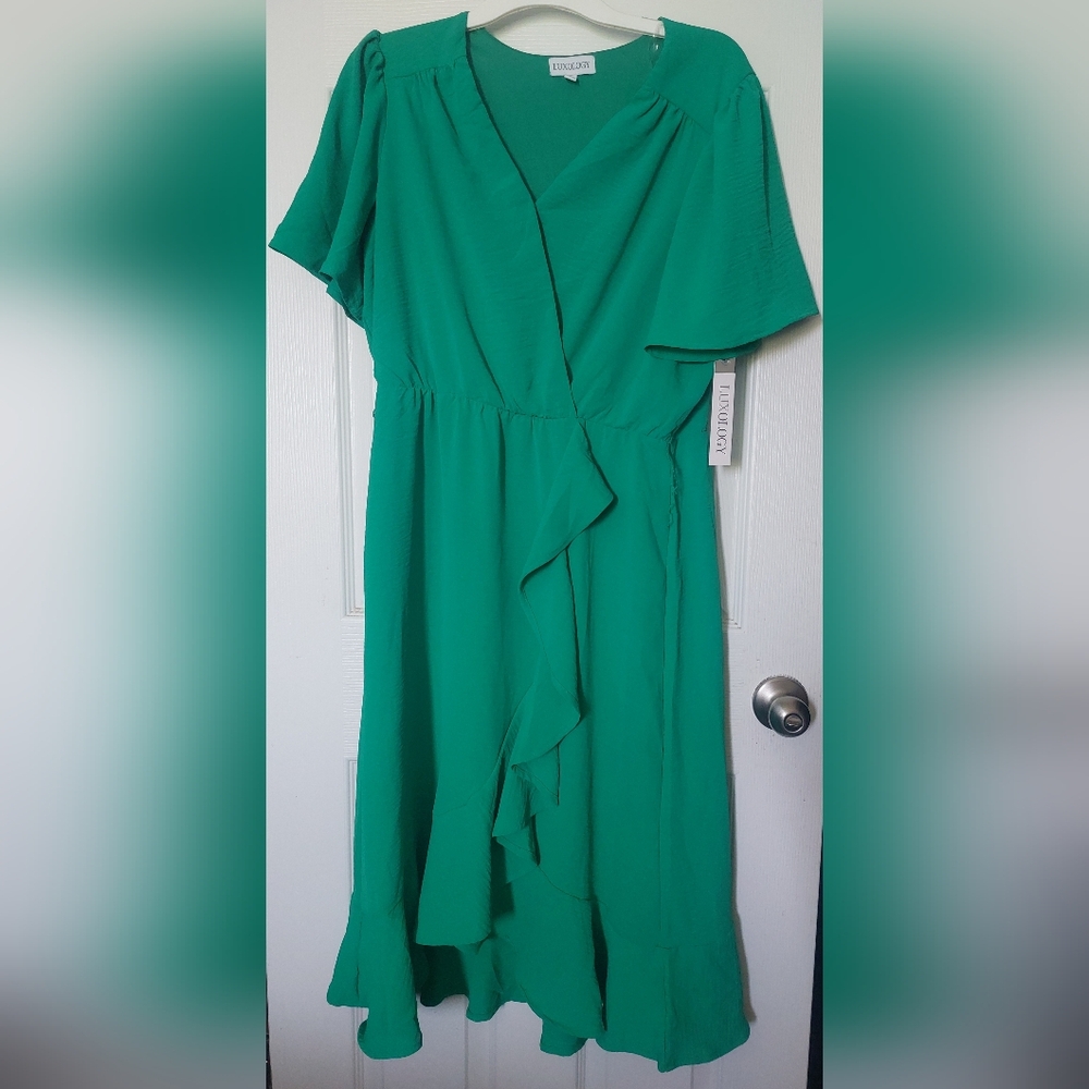 Green dress with ruffles